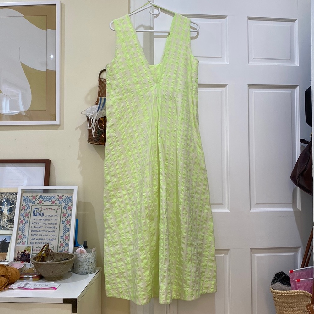 Cos lime green and white cotton maxi dress